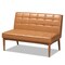 Baxton Studio Sanford Mid-Century Tan Faux Leather and Walnut Brown Finished Wood 2-PC Dining Nook Banquette Set 184-11346-Zoro - alternate 2